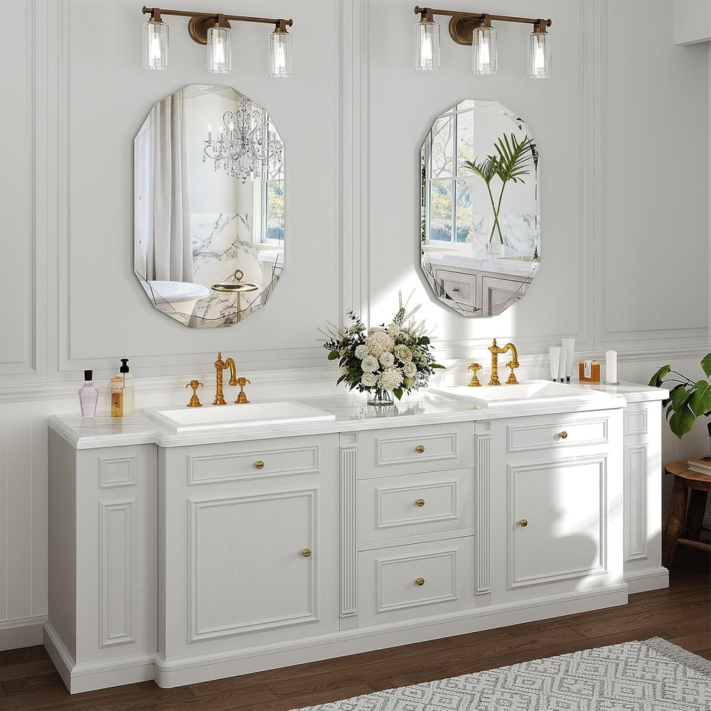 Krymnar 30x22 Inch Beveled Oval Bathroom Mirror, Frameless Copper-Free Silver...