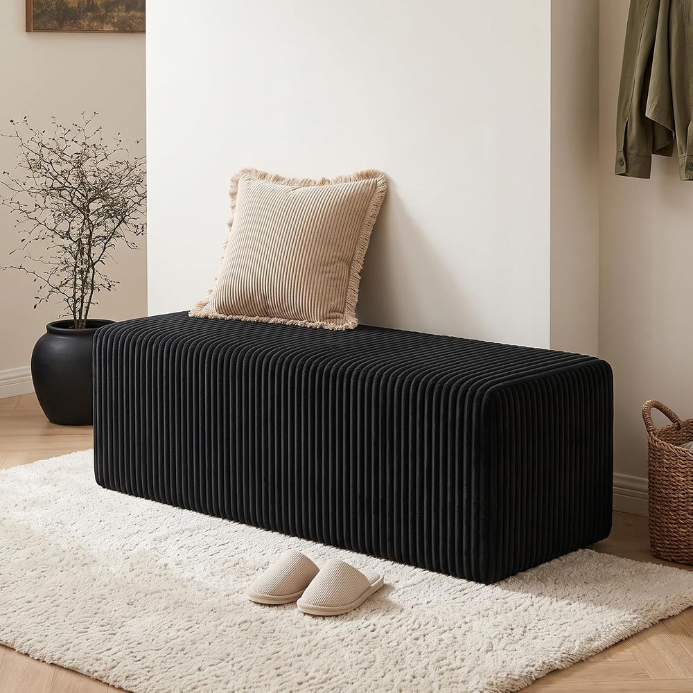 50.5" Corduroy Ottoman with High-Density Foam, Rectangular Foot Stool fo...