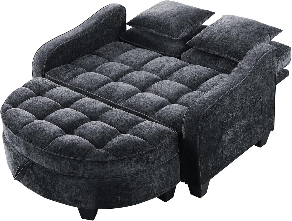 ERYE Chenille Tufted Loveseat Sofa and Ottoman Set