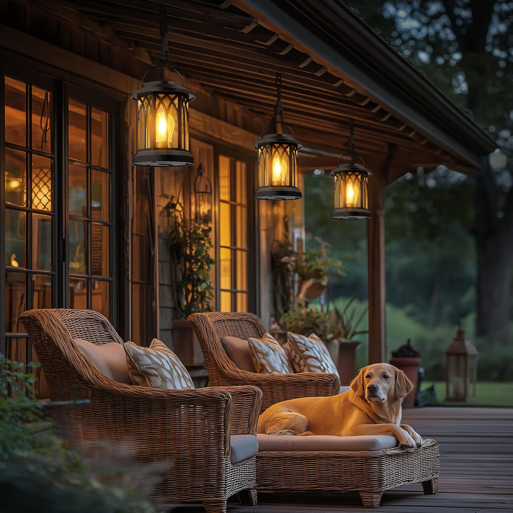Hanging Solar Lanterns Outdoor Waterproof: 2 Pack Garden Lantern Decorative