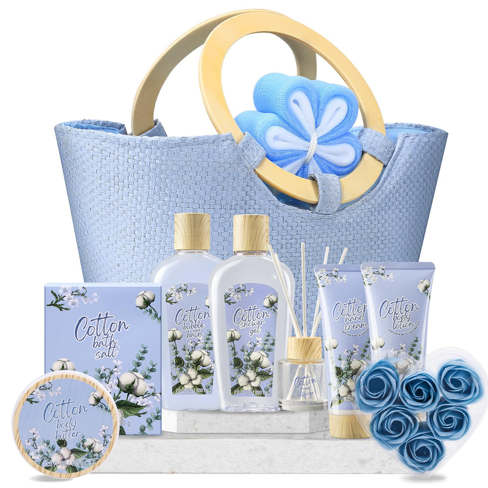 Spa Luxetique Cotton Gift Baskets for Women 10pc Spa Gift Sets