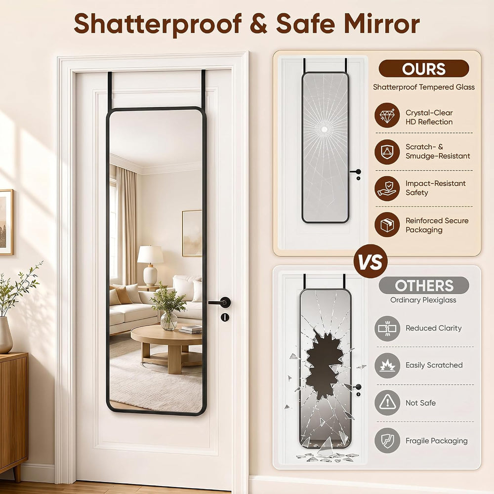 Suidia Full Length Mirror Over the Door&Wall Mounted, 48"x14" D...