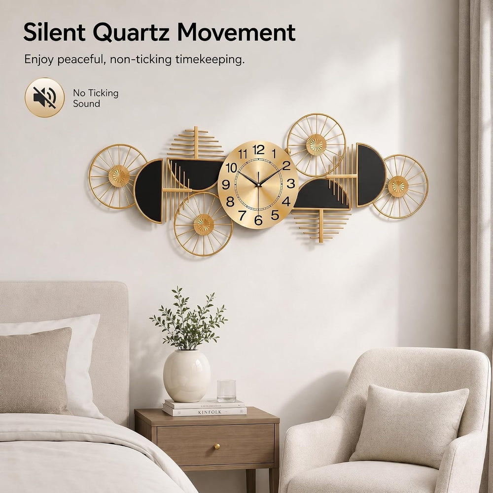 40" Large Modern Wall Clock, 3D Metal Wall Art for Living Room