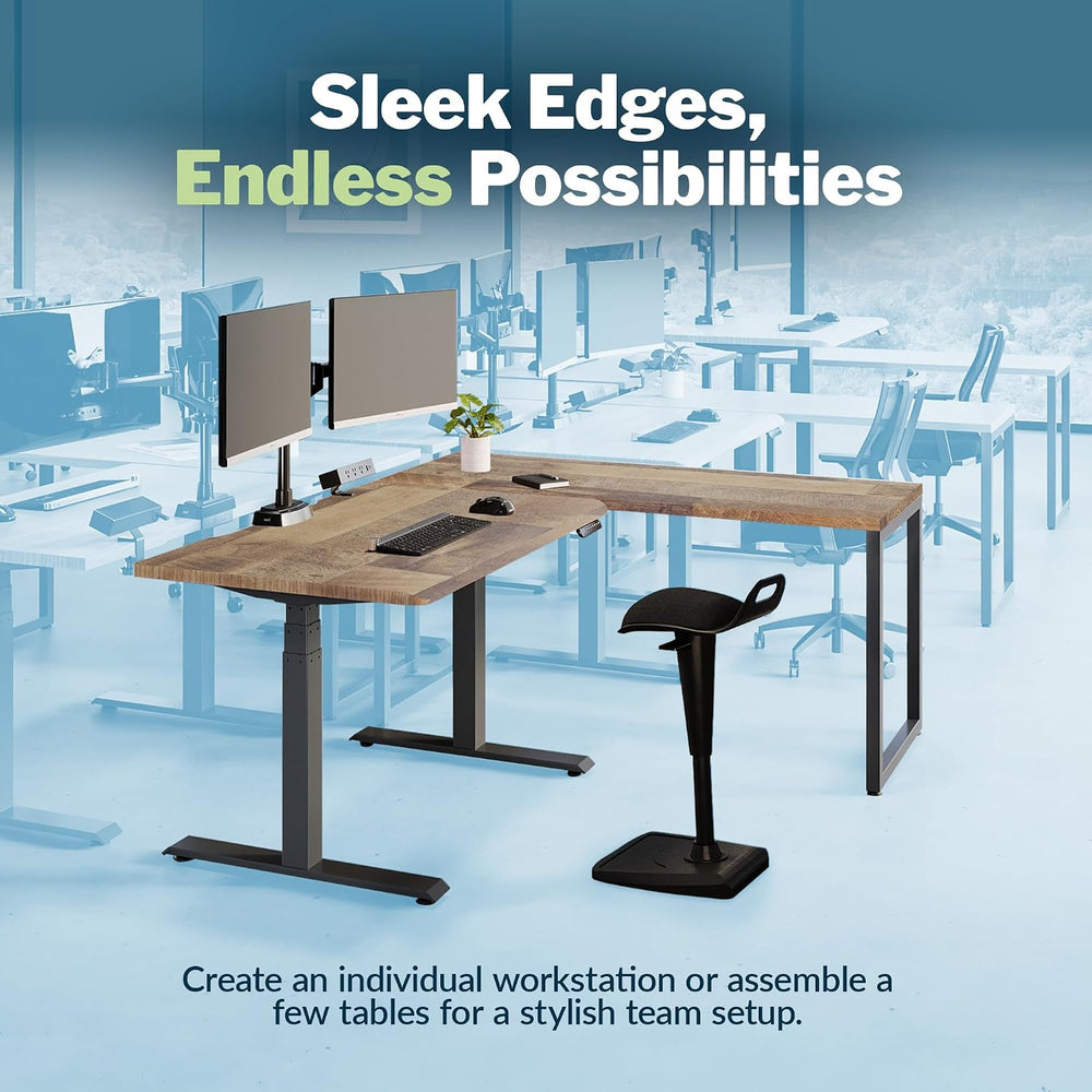 Vari Table for Home Office – 60x24 – Reclaimed Wood/Slate