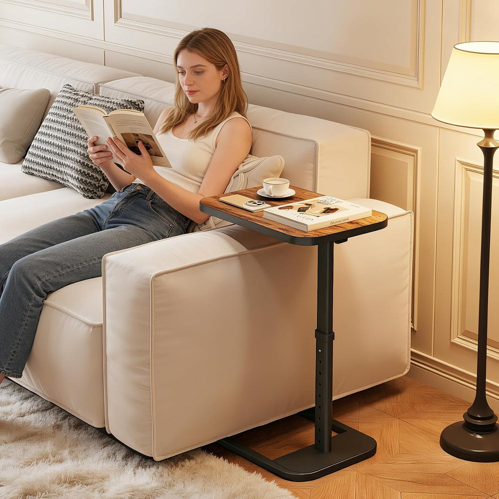 Adjustable Height TV Tray Table for Couch, Flip-Top Design