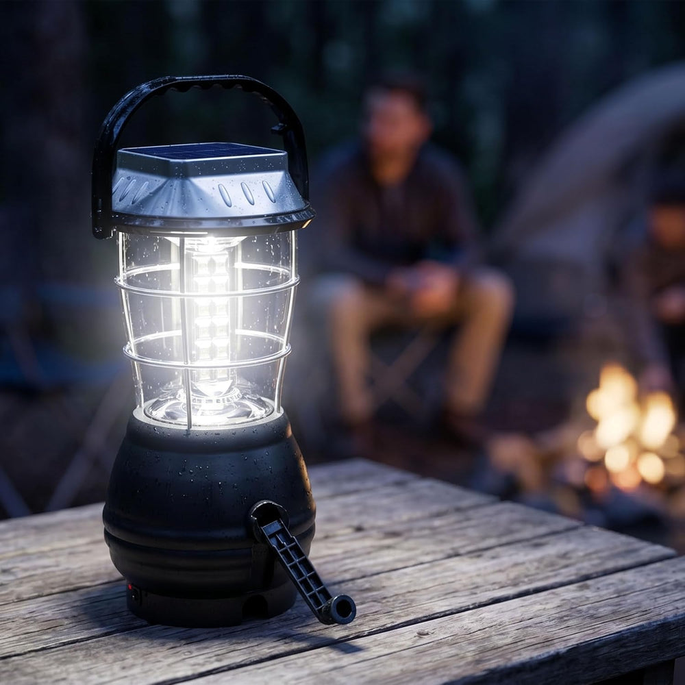 Dynamo Hand Crank Solar Powered Lantern - Battery-Operated or Rechargeable LE...