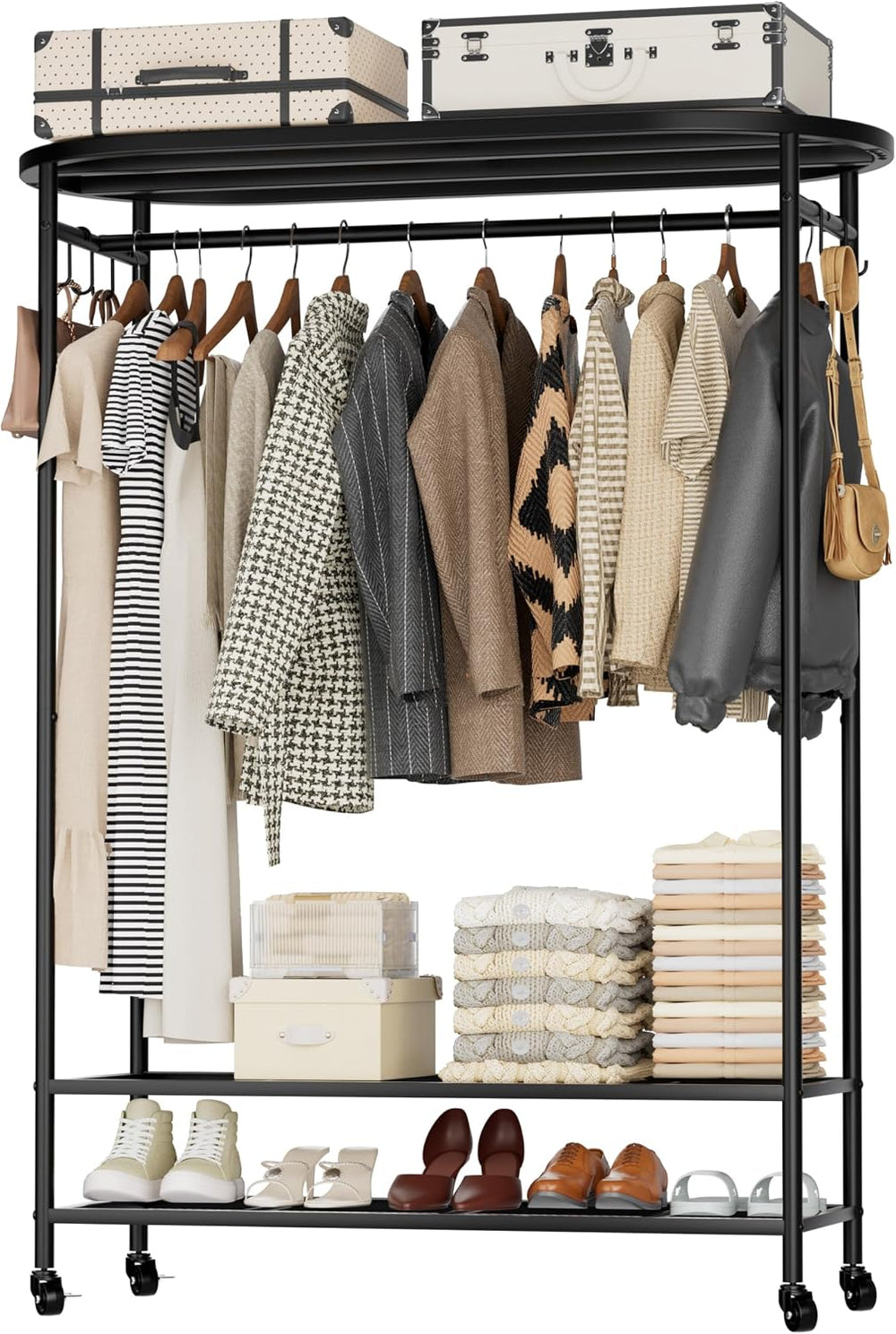 BACEKOLL Clothes Rack with Cover Heavy Duty Rolling Portable Closet 380LBS