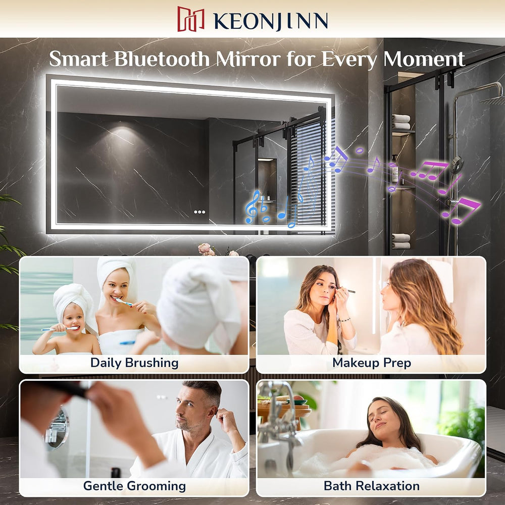 Keonjinn 24" x 30" LED Bathroom Mirror with Lights, Frontlit & ...