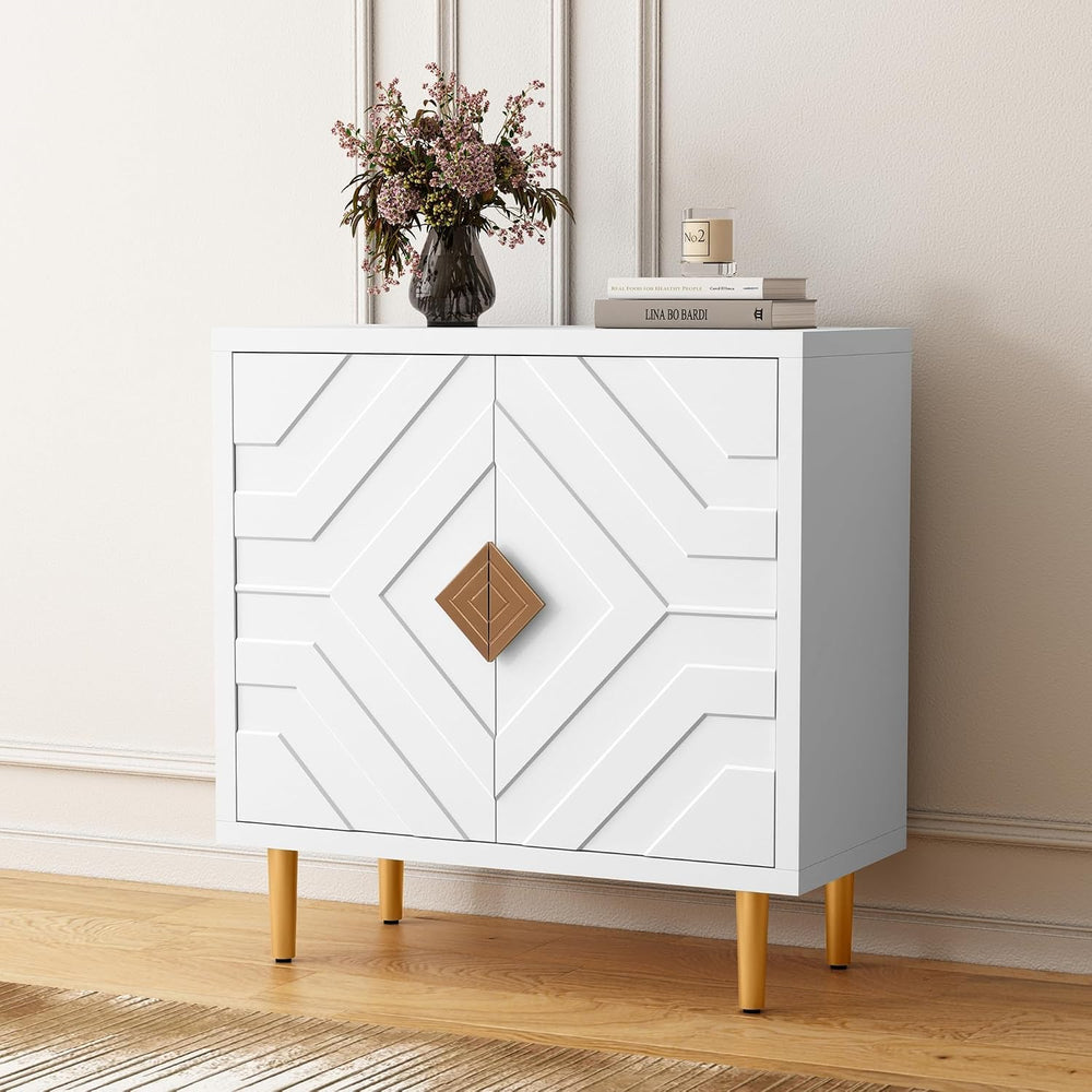 HLR 31.7'' Modern Sideboard Storage Cabinet with 2 Doors, White