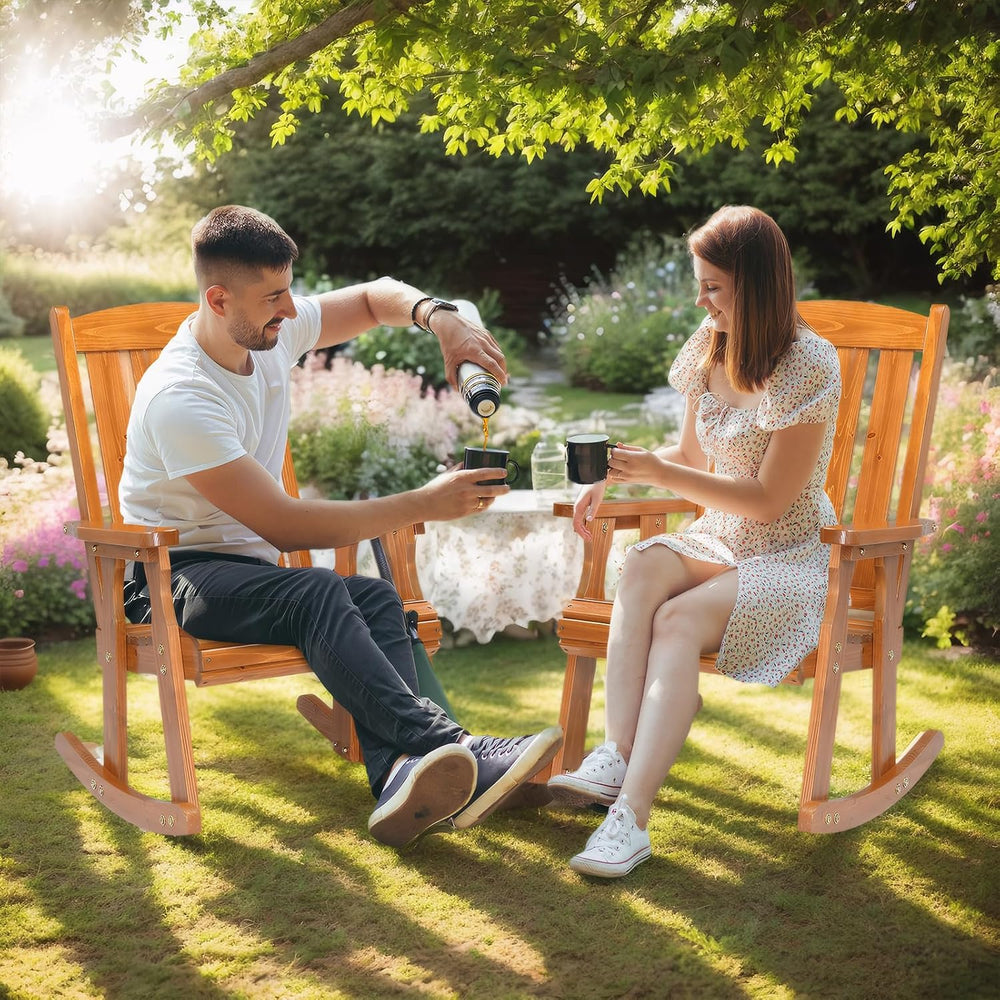 VINGLI Outdoor Rocking Chair Set of 2, Heavy Duty 600 LBS Wooden Rocking Chai...