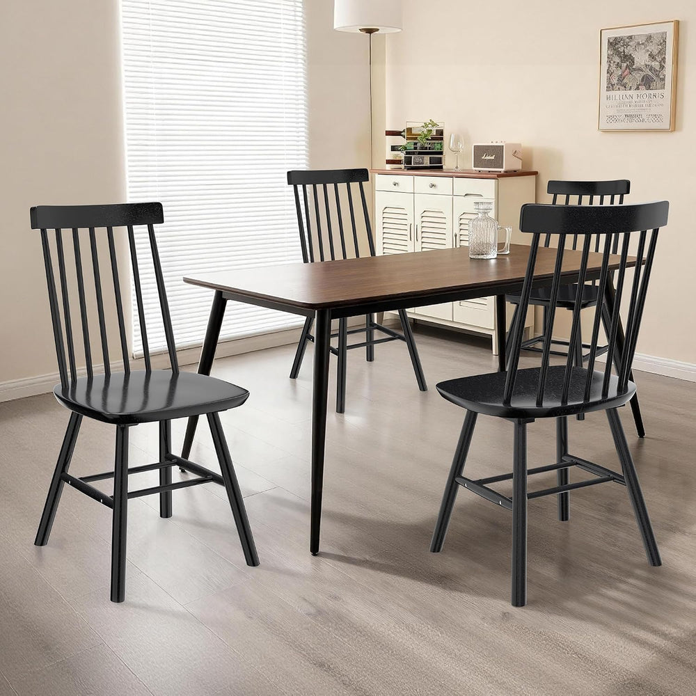AreShark Windsor Dining Chairs Solid Wood Spindle Back, Set of 4, Black