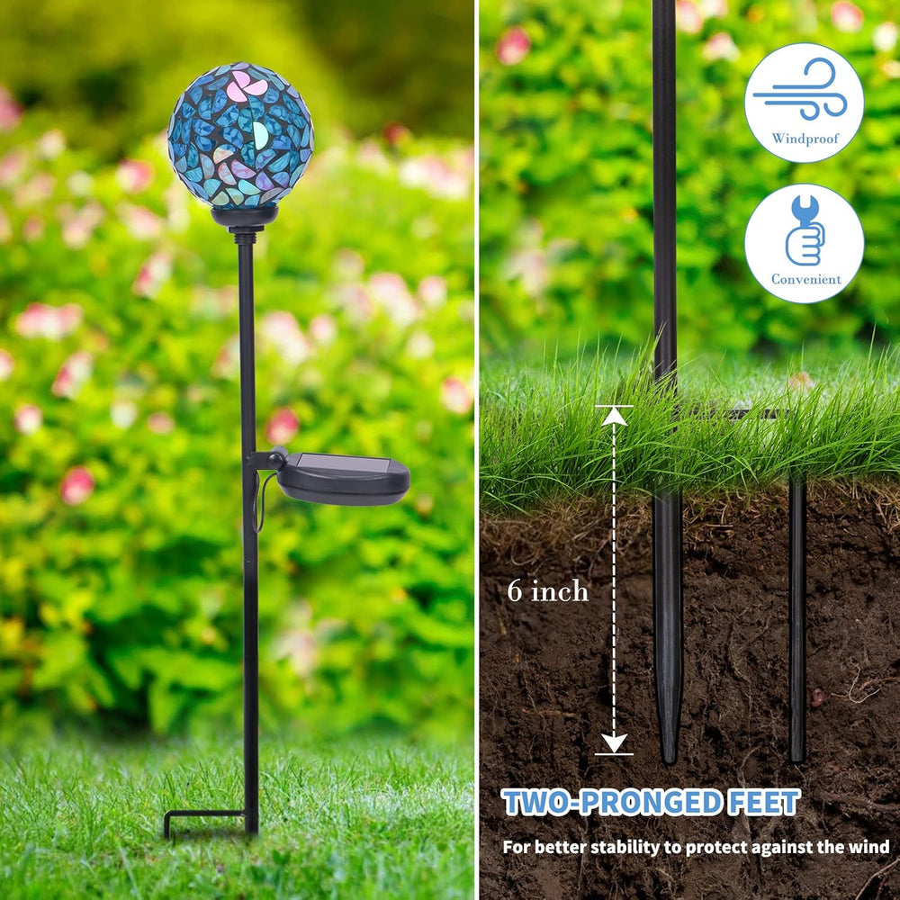 Afirst Solar Outdoor Decorative Light, Mosaic Stake for Yard Decor, 3.5"