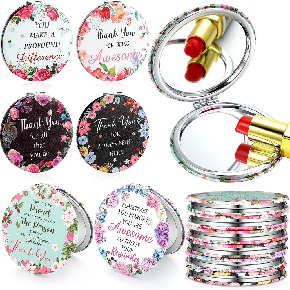 Pinkunn 24 Pcs Thank You Teacher Gifts Inspirational Compact Mirror Appreciat...