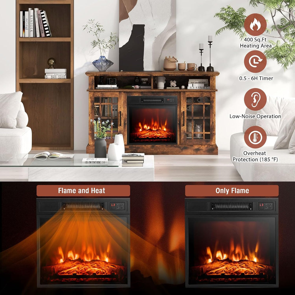 RELAX4LIFE Electric Fireplace TV Stand for TVs up to 55’’, TV Console Table w...