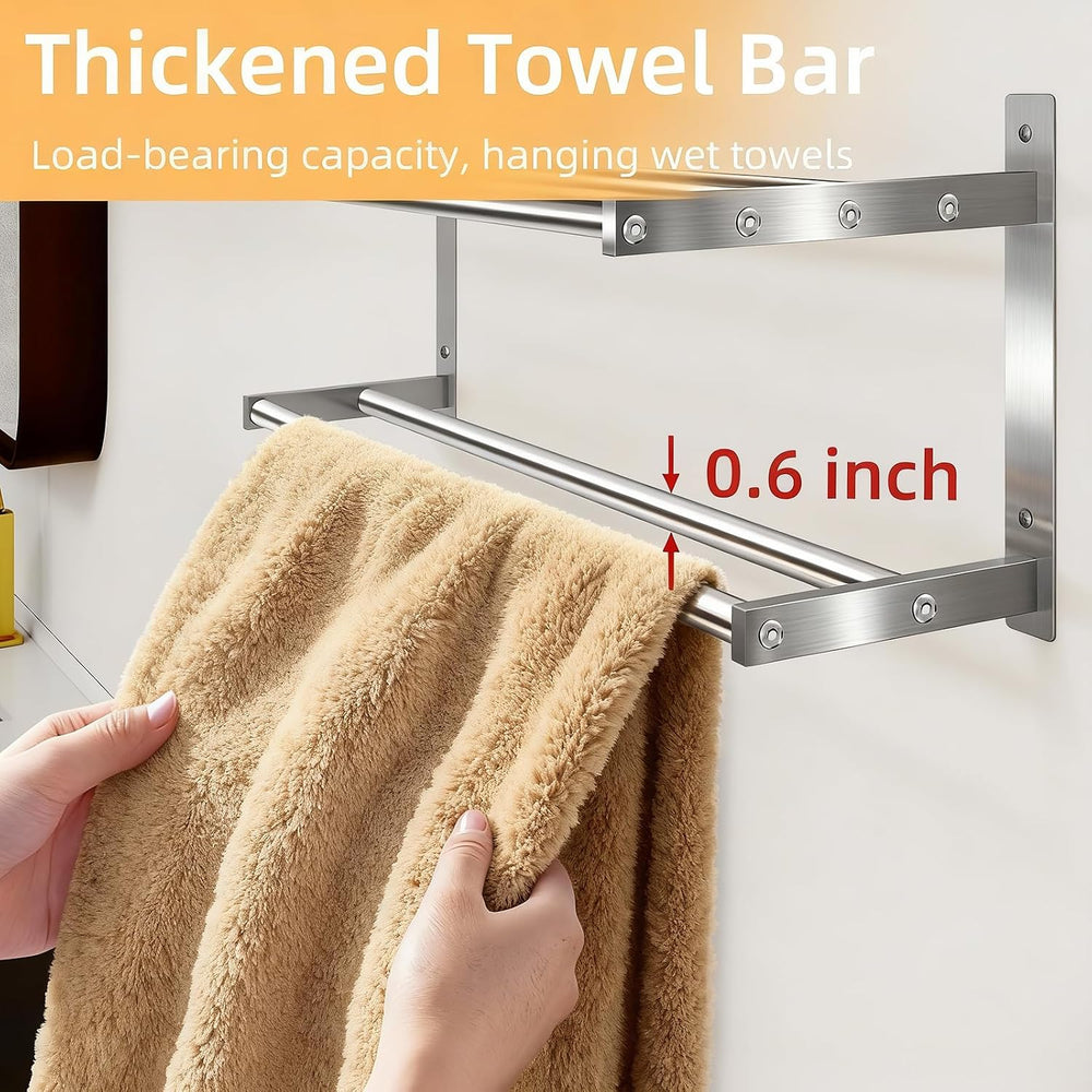 Taaji Towel Racks for Bathroom 24 inch, 2 Tier with Towel Bars, Brushed