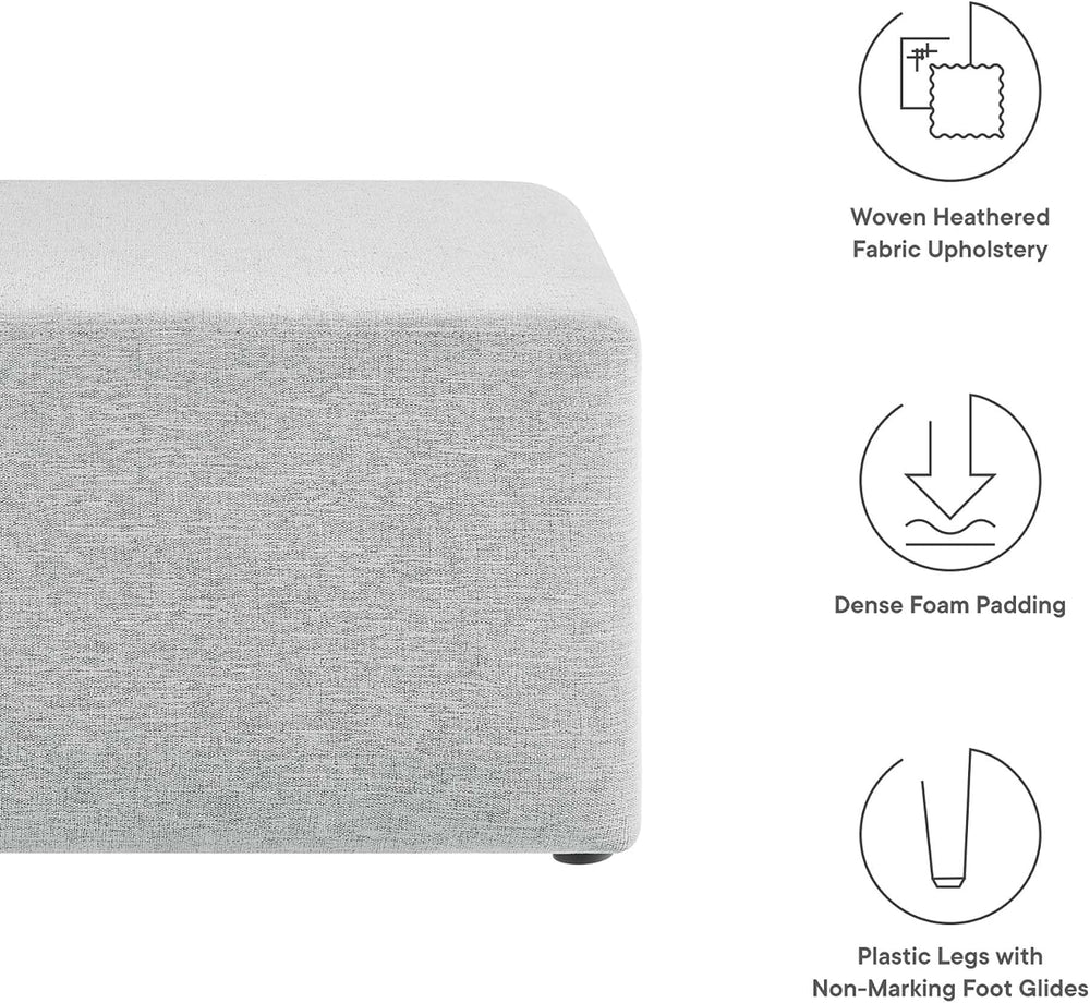 Modway Callum 28 Inch Square Ottoman in Heathered Weave Light Gray - Heathere...