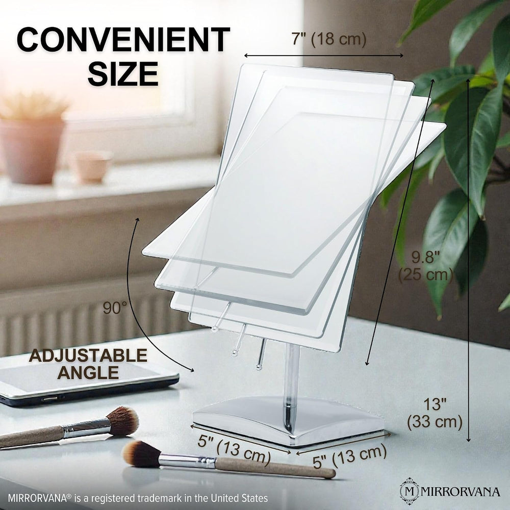 MIRRORVANA Large Table Desk Mirror with Stand, 9.8" x 7" (Chrome)