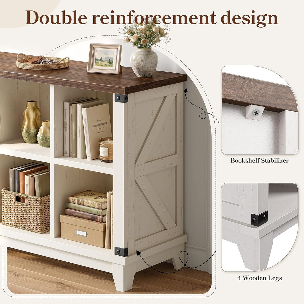 EnHomee Farmhouse 8 Cube Storage Organizer for Living Room, White