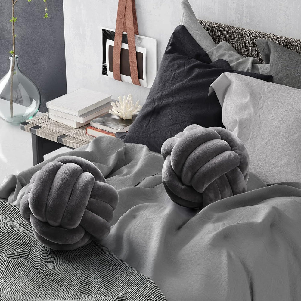 Namalu 10.6 Inches 2 Pcs Knot Pillow Decorative Throw Pillow, Dark Gray