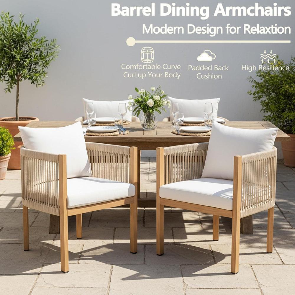Outdoor Dining Chairs Set of 4, Wicker Patio Dining Chairs with Cushions, Met...