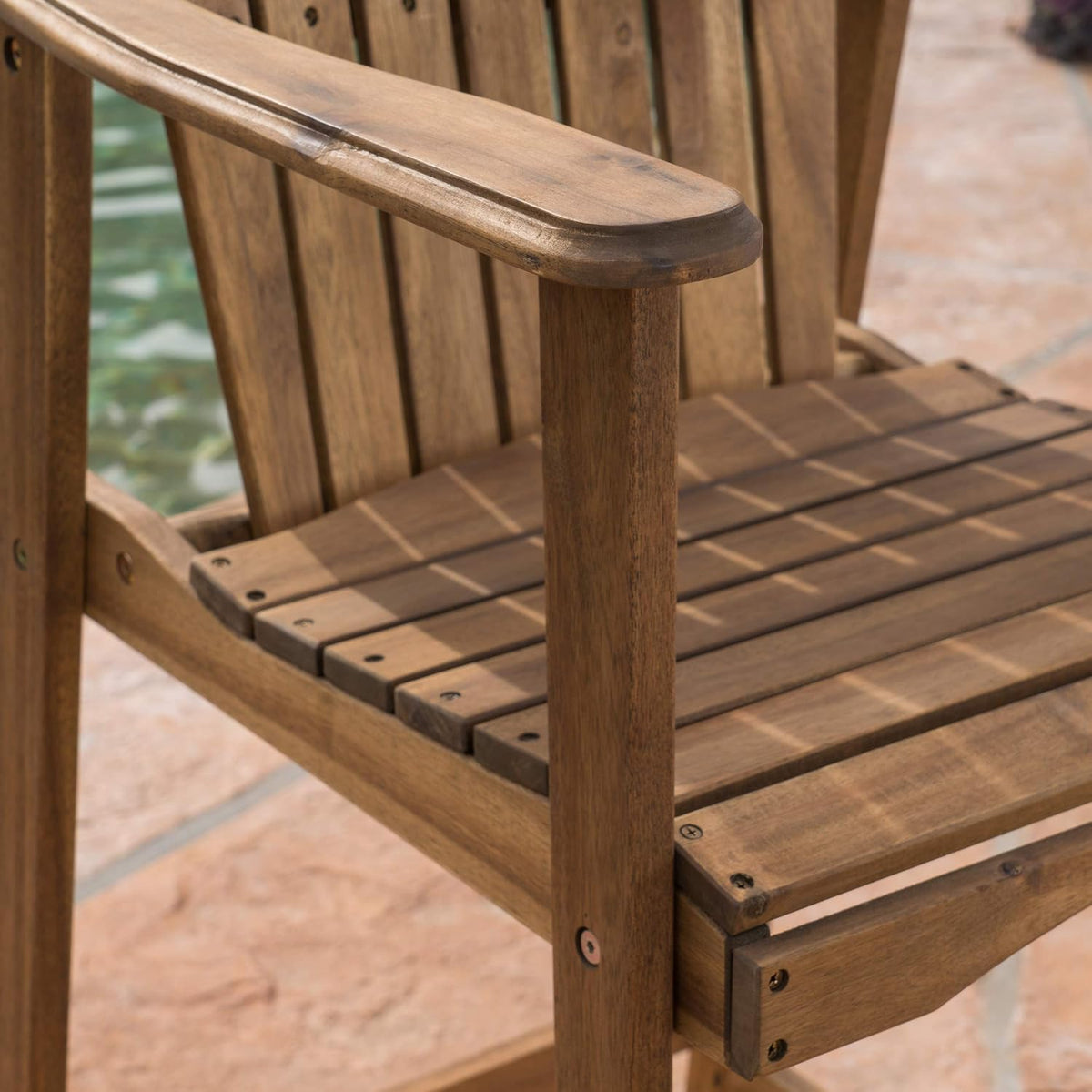 Great Deal Furniture Noble House Malibu Outdoor Acacia Wood Adirondack Barstool in Teak (Set of 4)