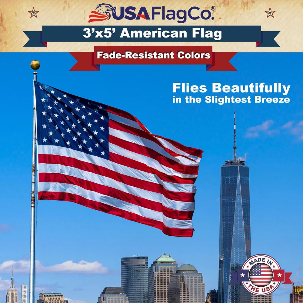 American Flags for Outside 3x5 - USA Flag Co. American Flag Made in USA: Embr...