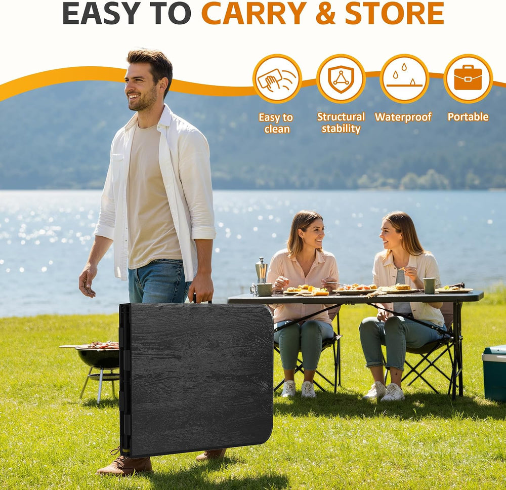 6 Ft Plastic Folding Table,Heavy Duty Portable Table for Indoor & Outdoor...