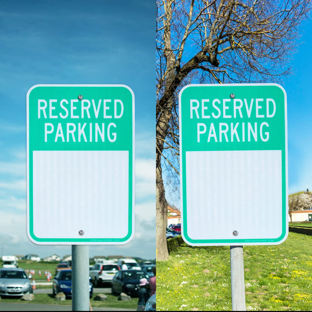 Faittoo Blank Reserved Parking Signs, 2-Pack 18 x 12 Inch Engineer Grade Refl...