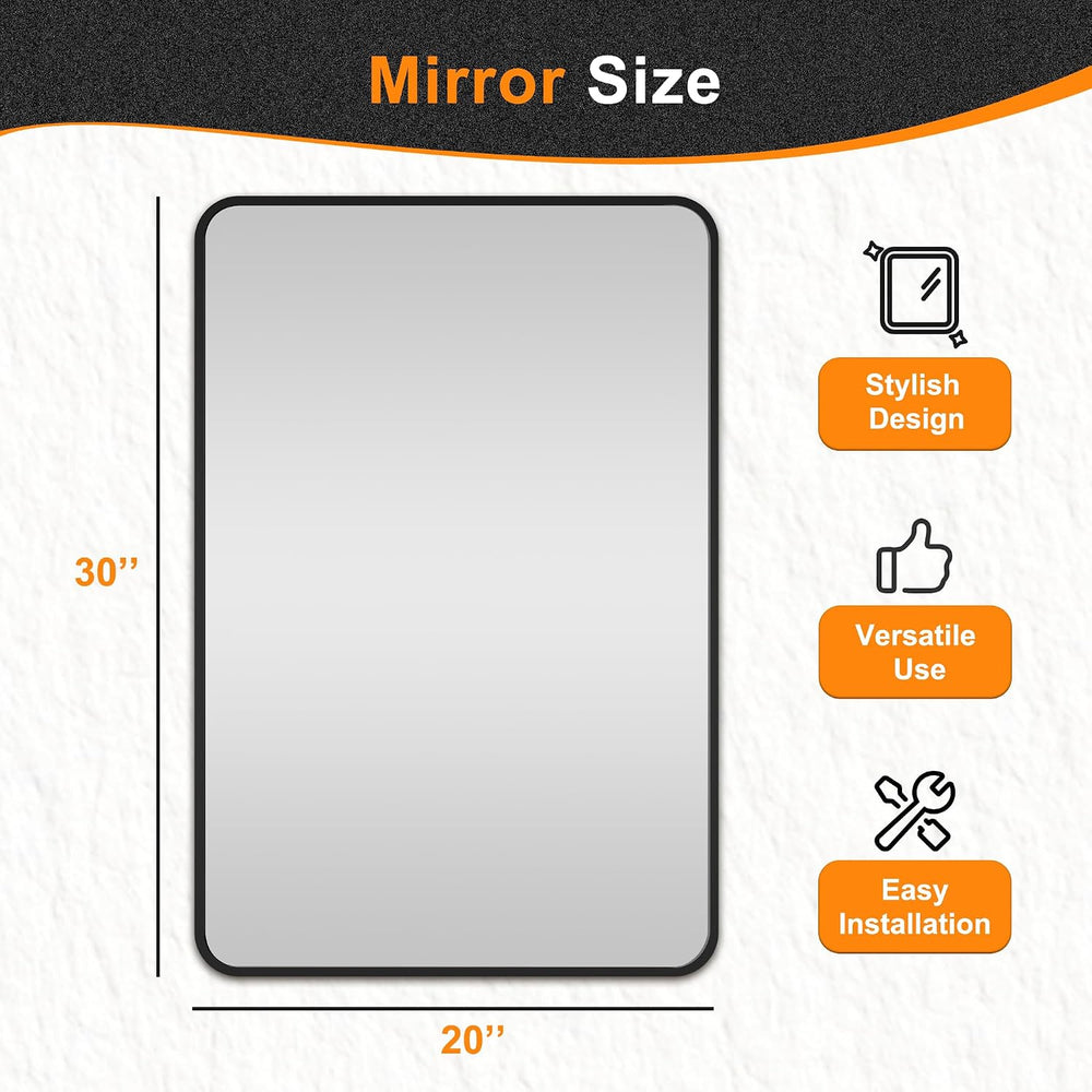 Delma Bathroom Vanity Mirror, Black Framed Mirror for Over Sink, 30x20