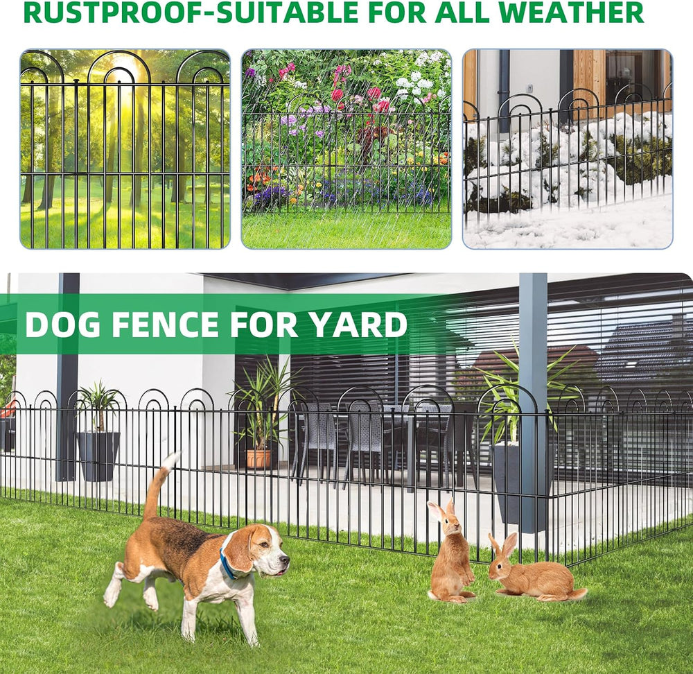 25 Panels No Dig Decorative Garden Fence, 32in(H) X 50ft(L) Tall Dog Fence Ou...