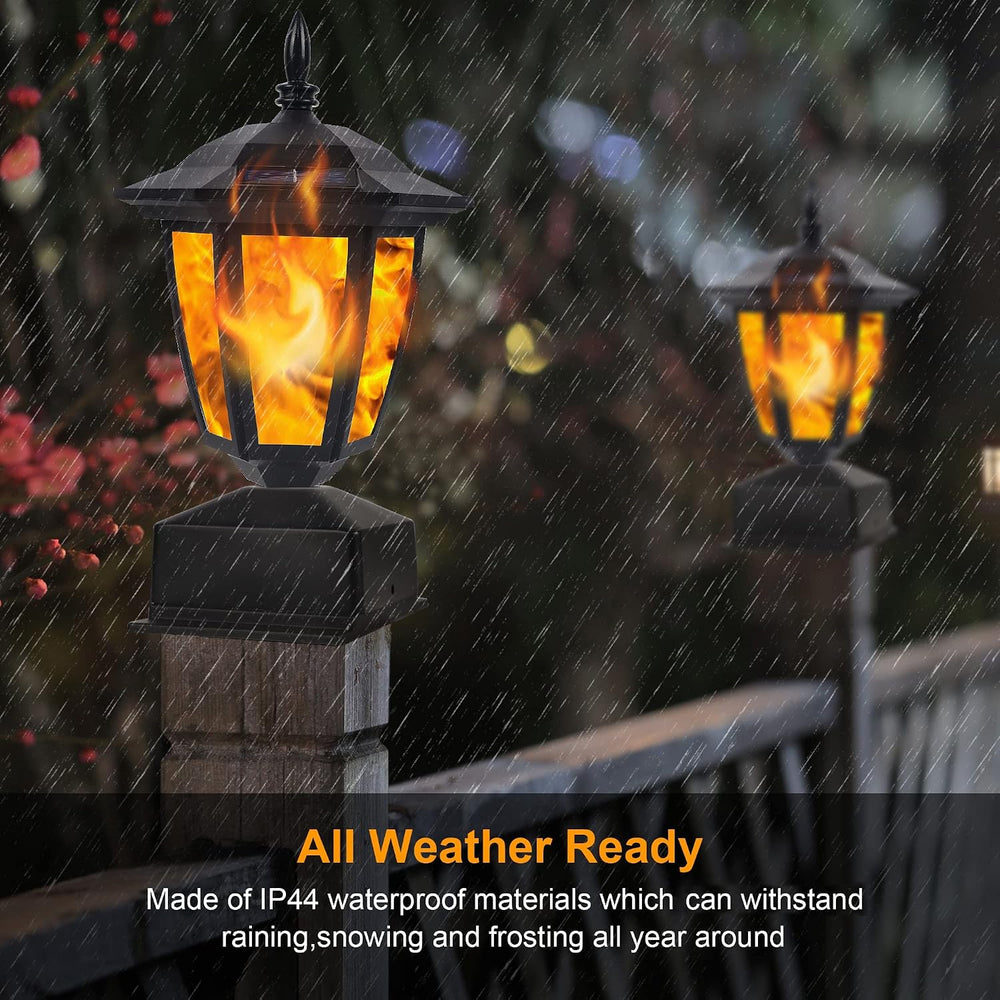 Dynaming Solar Flame Post Lights Outdoor, Solar Powered Lamps Fence Post Cap ...