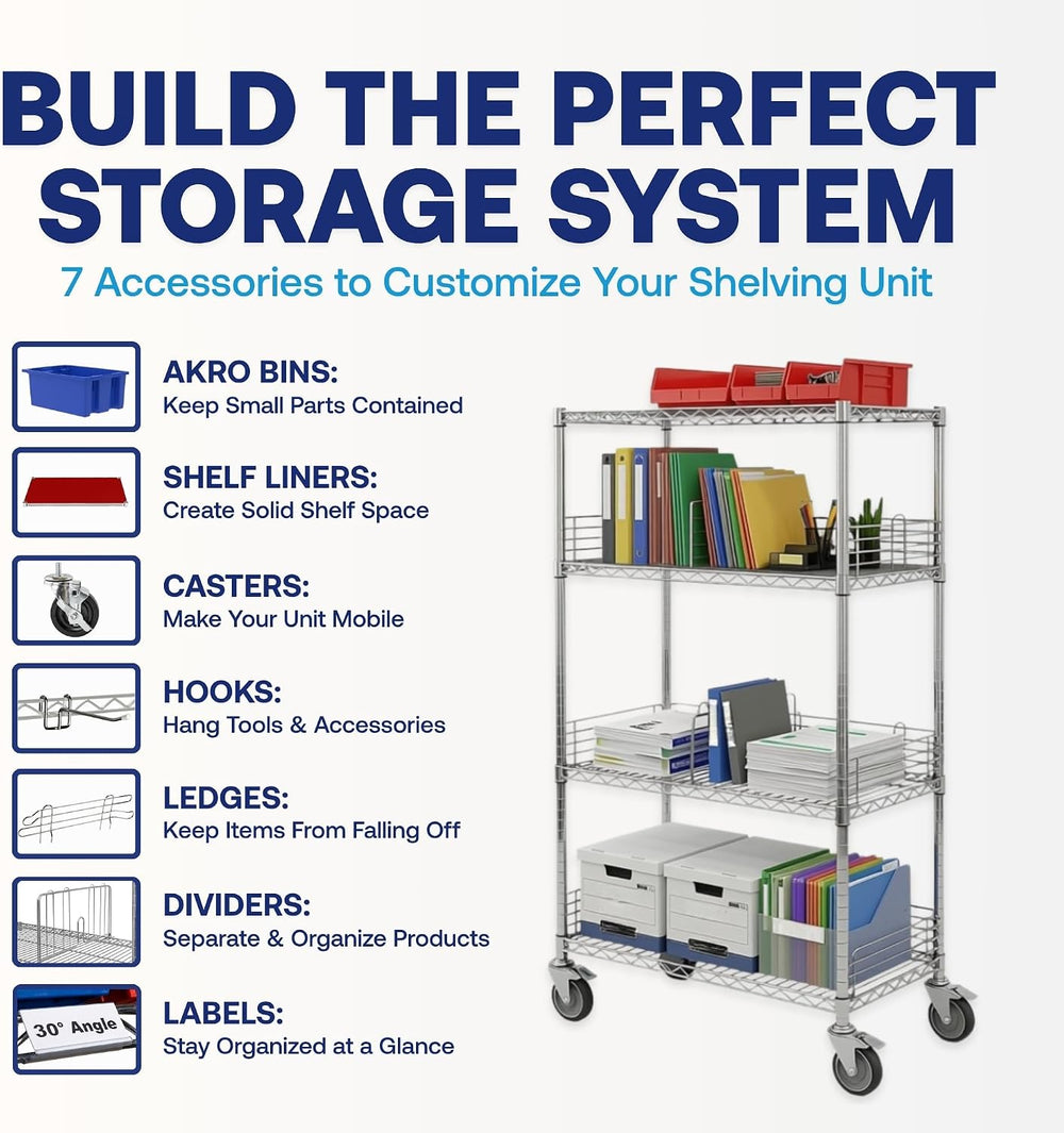 Shelving Inc. 8" d x 48" w Chrome Wire Shelving with 3 Tier Shelves
