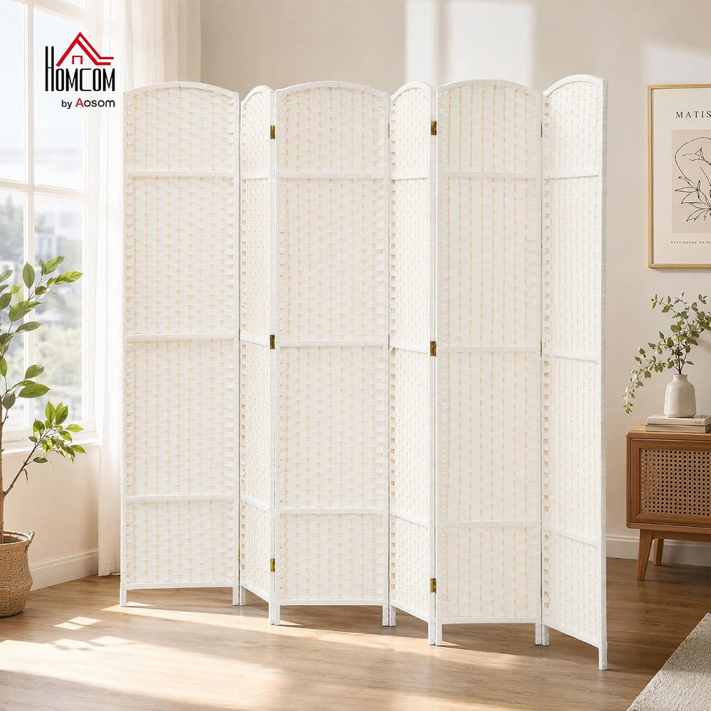 HOMCOM Room Divider Folding Privacy Screen 5.6' Tall Home Office White