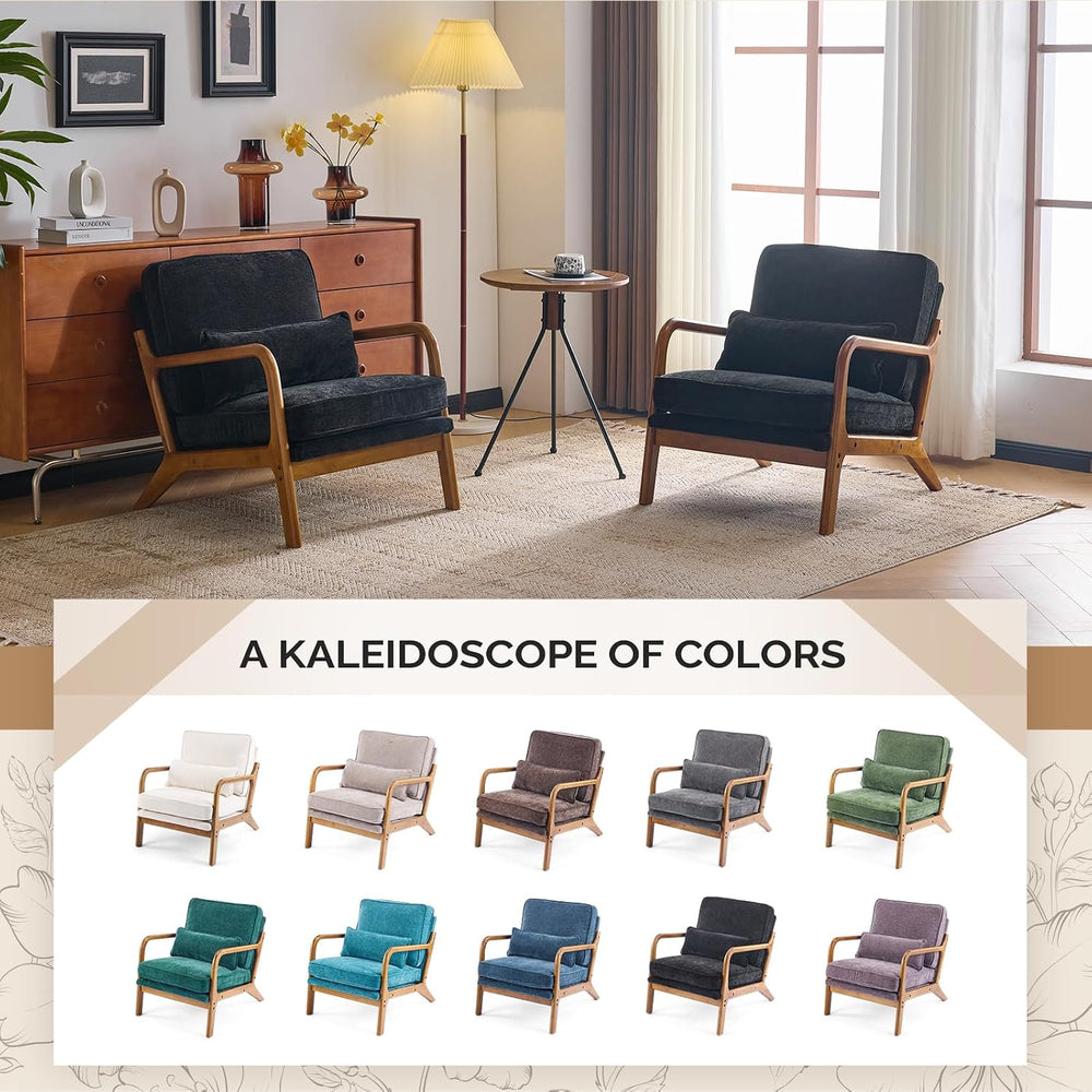 VINGLI Chenille Mid-Century Modern Accent Chair, Cute Reading Arm Chair with ...