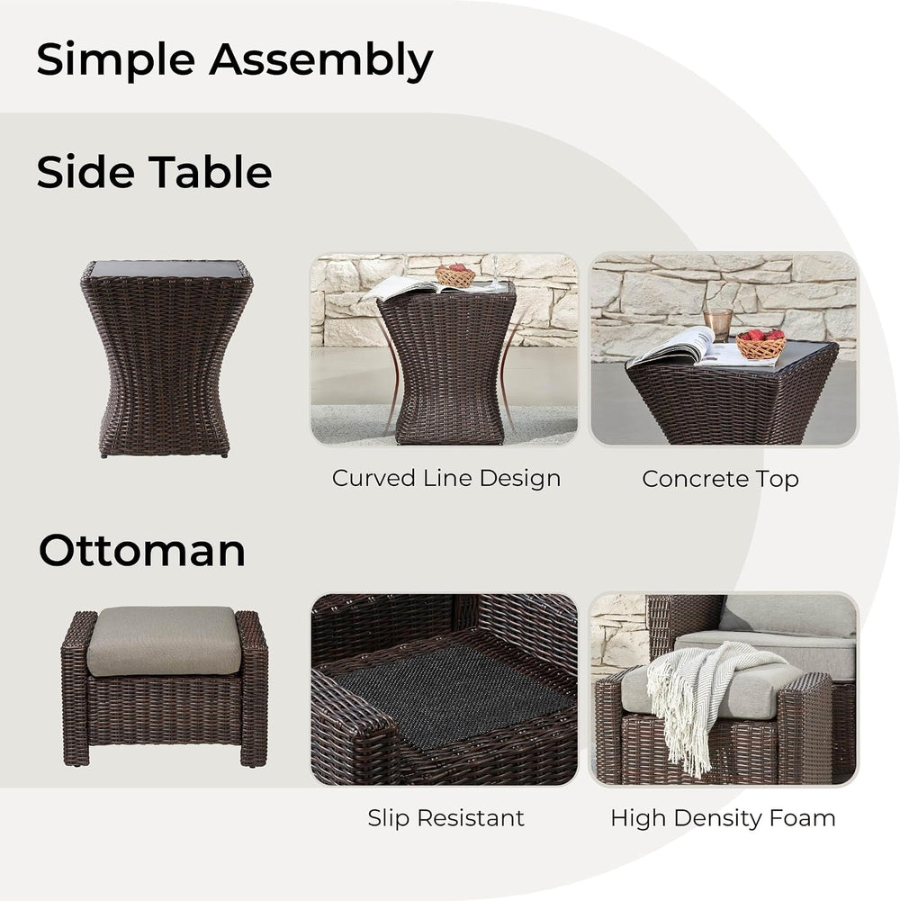 CHITA 5 Pieces Swivel Wicker Patio Furniture Set, Outdoor Conversation Set