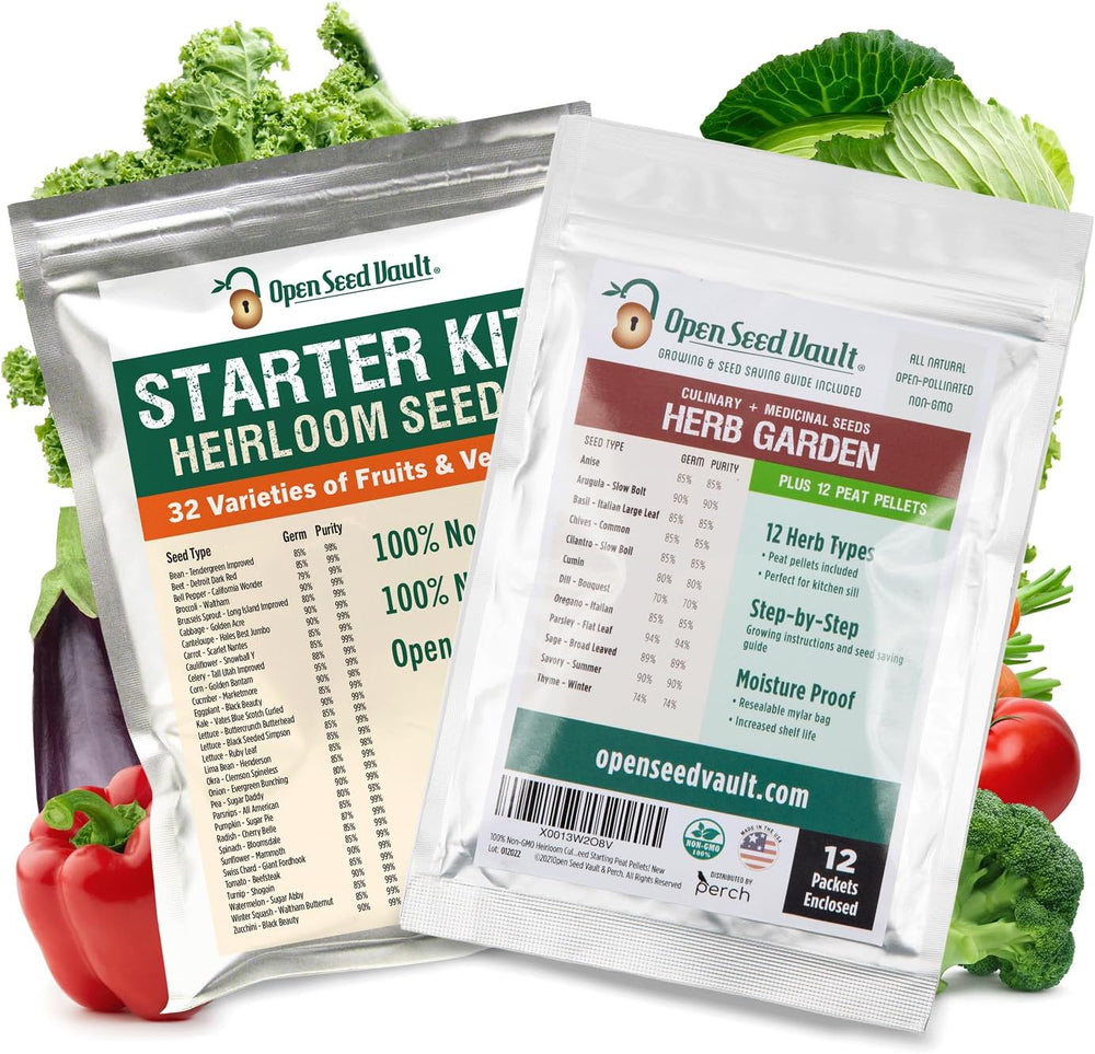Vegetable, Fruit & Herb Seeds, 44 Packs, Non-GMO, 15,000+ Seeds