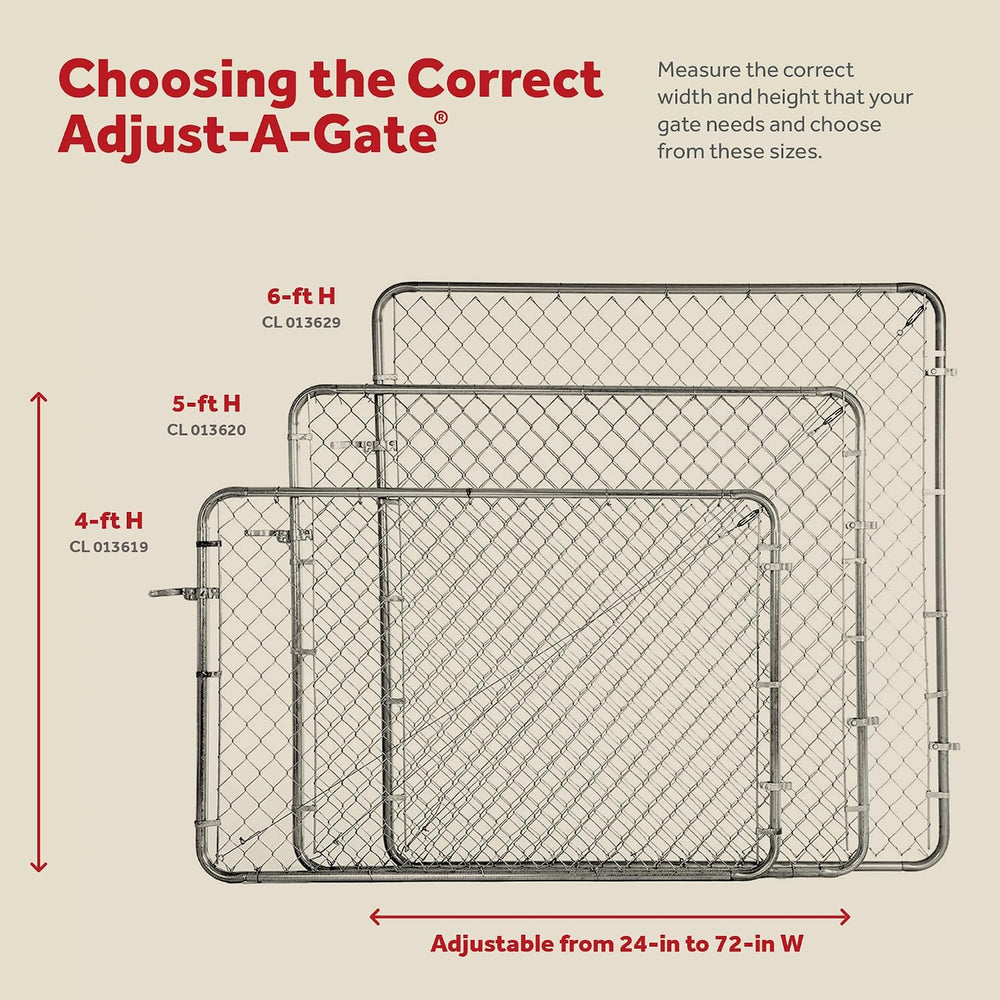 Adjust-A-Gate Chain Link Round Gate Kit, Silver, 24-72 in, 70 in Tall