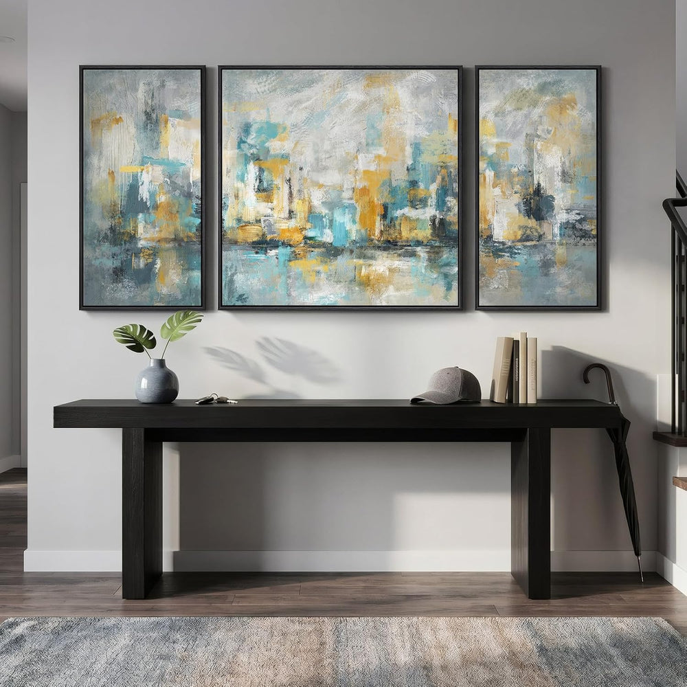Extra Large Framed Modern Abstract Wall Art for Living Room, 3 Piece Set