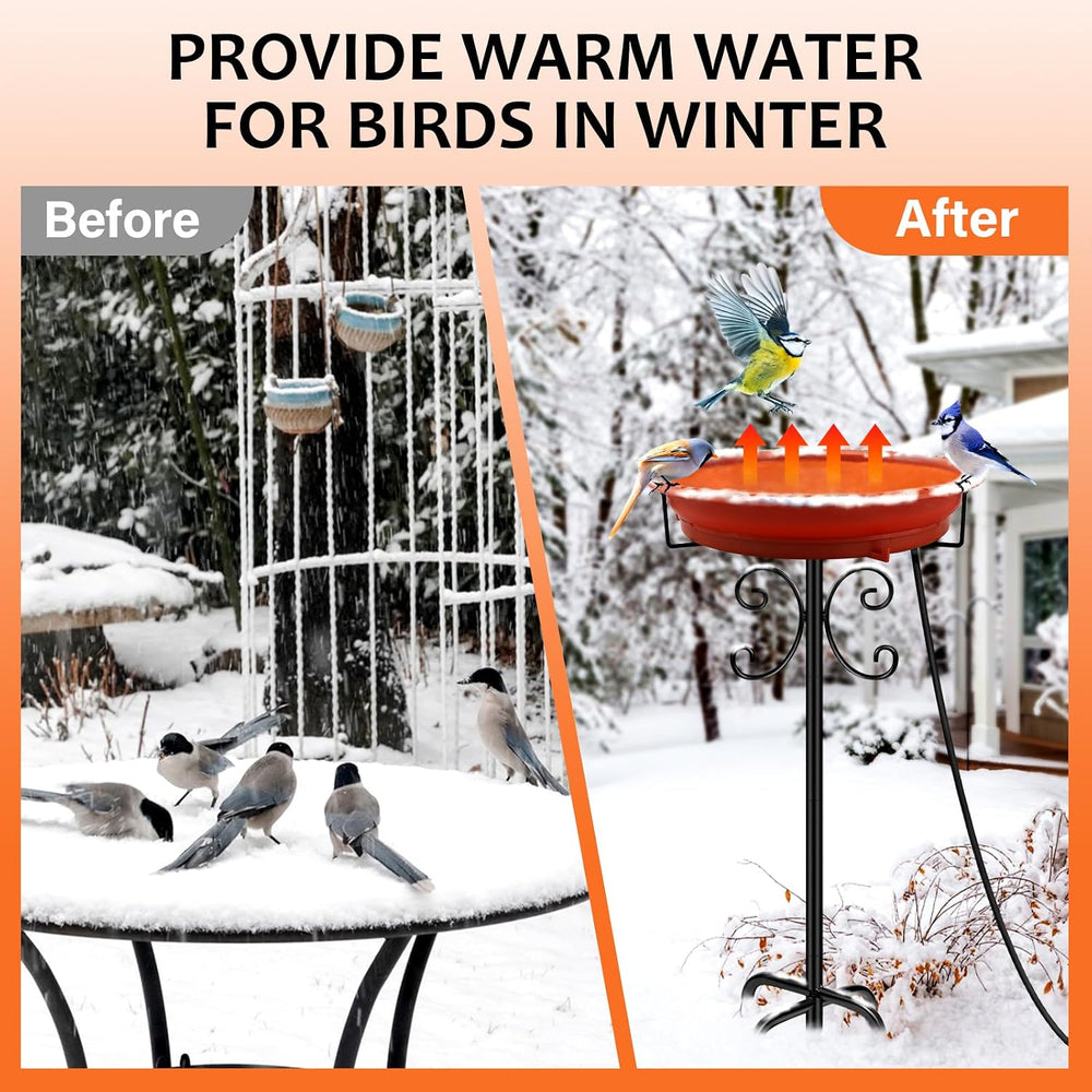 Daoeny 100W Heated Bird Baths for Outdoors, Heated Birdbath, Terracotta