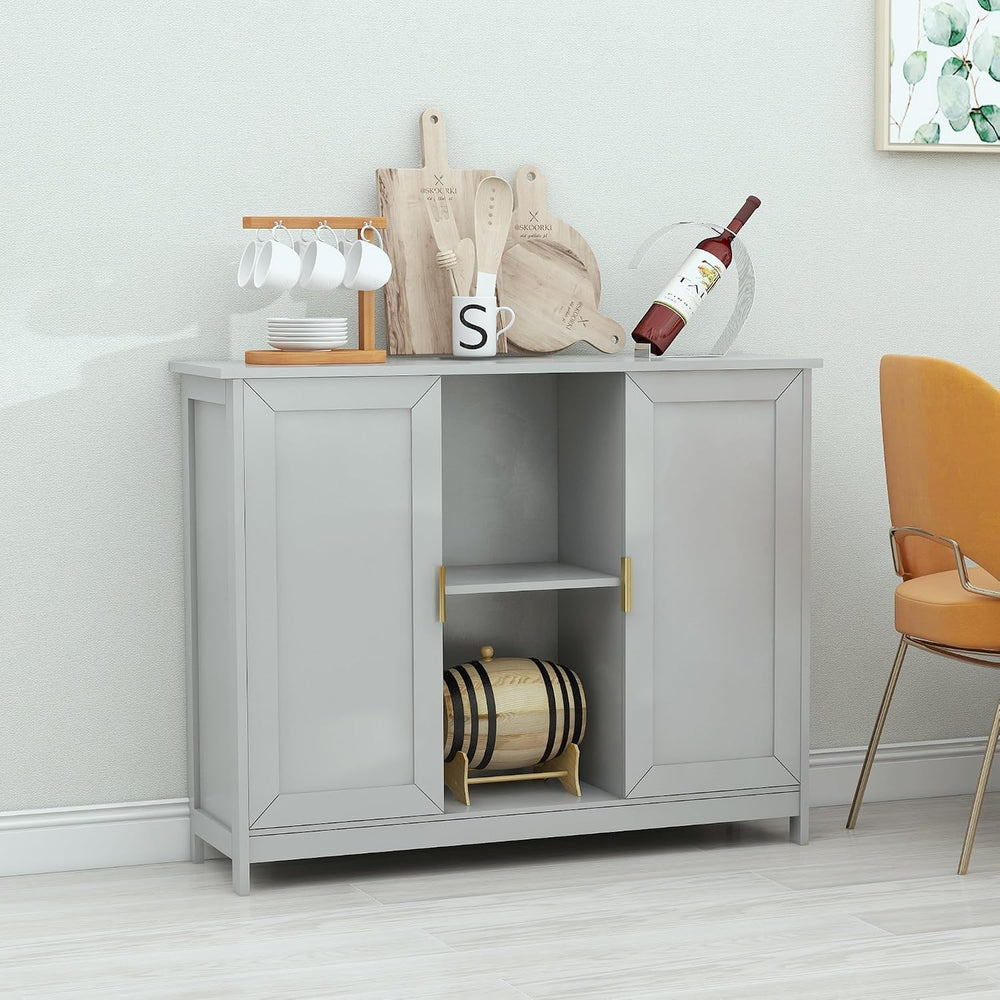 TaoHFE Grey Kitchen Pantry, Modern Wooden Small Credenza Sideboard
