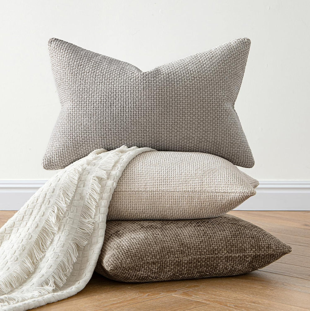 MIULEE Decorative Neutral Khaki Euro Sham Pillow Covers 26x26 Inch 2 Pack