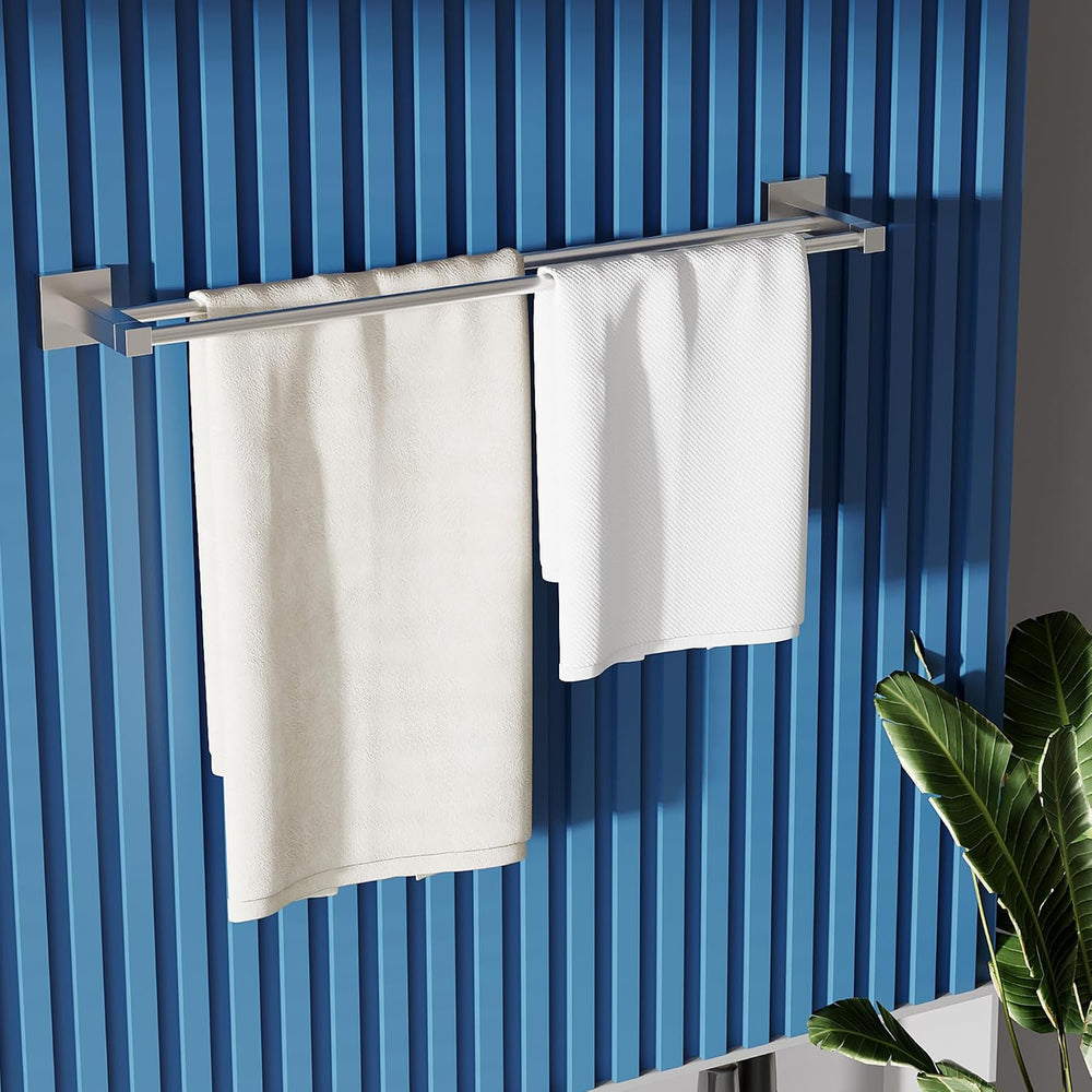 RUACQ Double Towel Bar 24" Towel Racks for Bathroom Wall Brushed Nickel