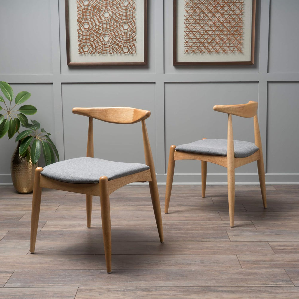 Christopher Knight Home Francie Fabric with Oak Finish Dining Chairs, 2-Pcs S...