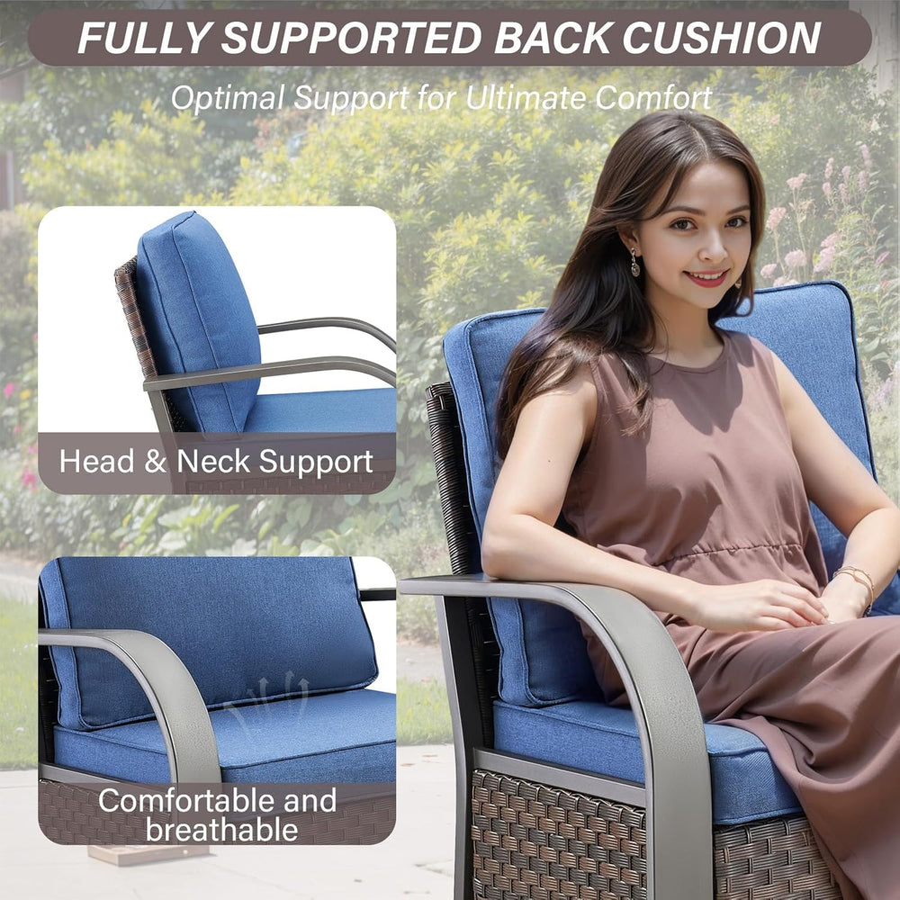 Belord Outdoor Swivel Rocker Patio Chairs Set of 2, 3 Piece Wicker Patio Bist...