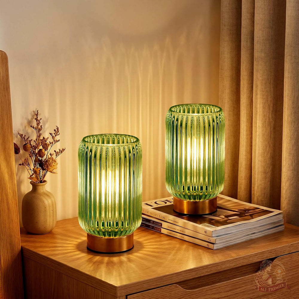 MJ PREMIER Battery Operated Lamp, Small Cordless Lamp with Timer, Green*2