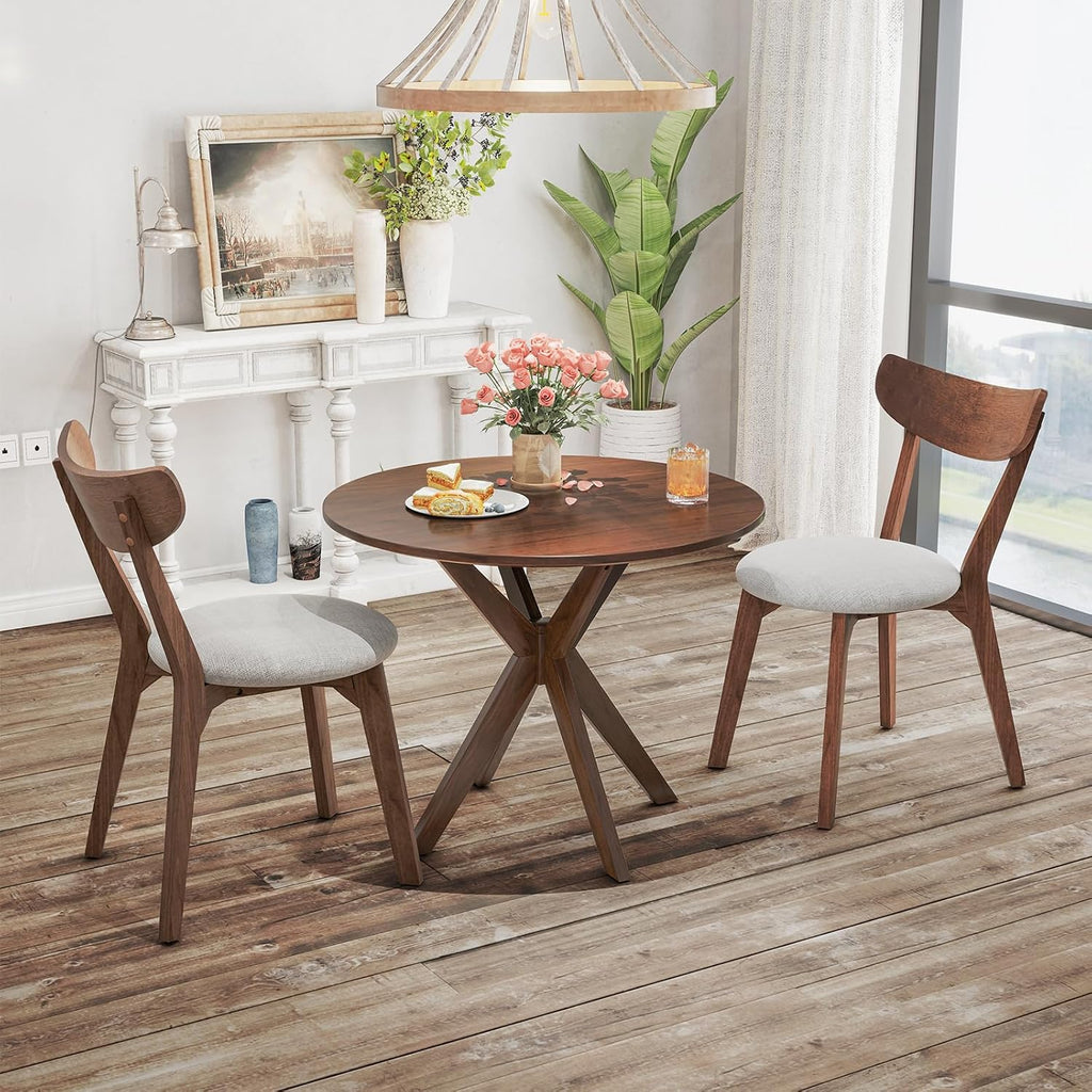 tangkula round dining table set for 2, kitchen shown in use