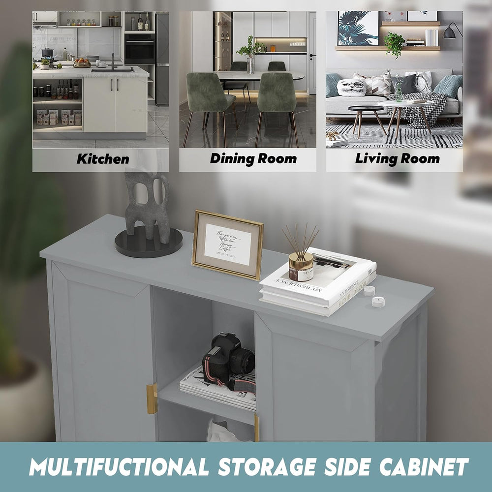 TaoHFE Grey Kitchen Pantry, Modern Wooden Small Credenza Sideboard