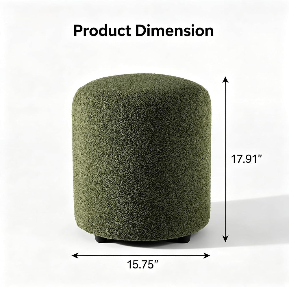 YDcosyfy Modern Round Ottoman Set of 2, Teddy Fleece Vanity Stool Footrest, U...