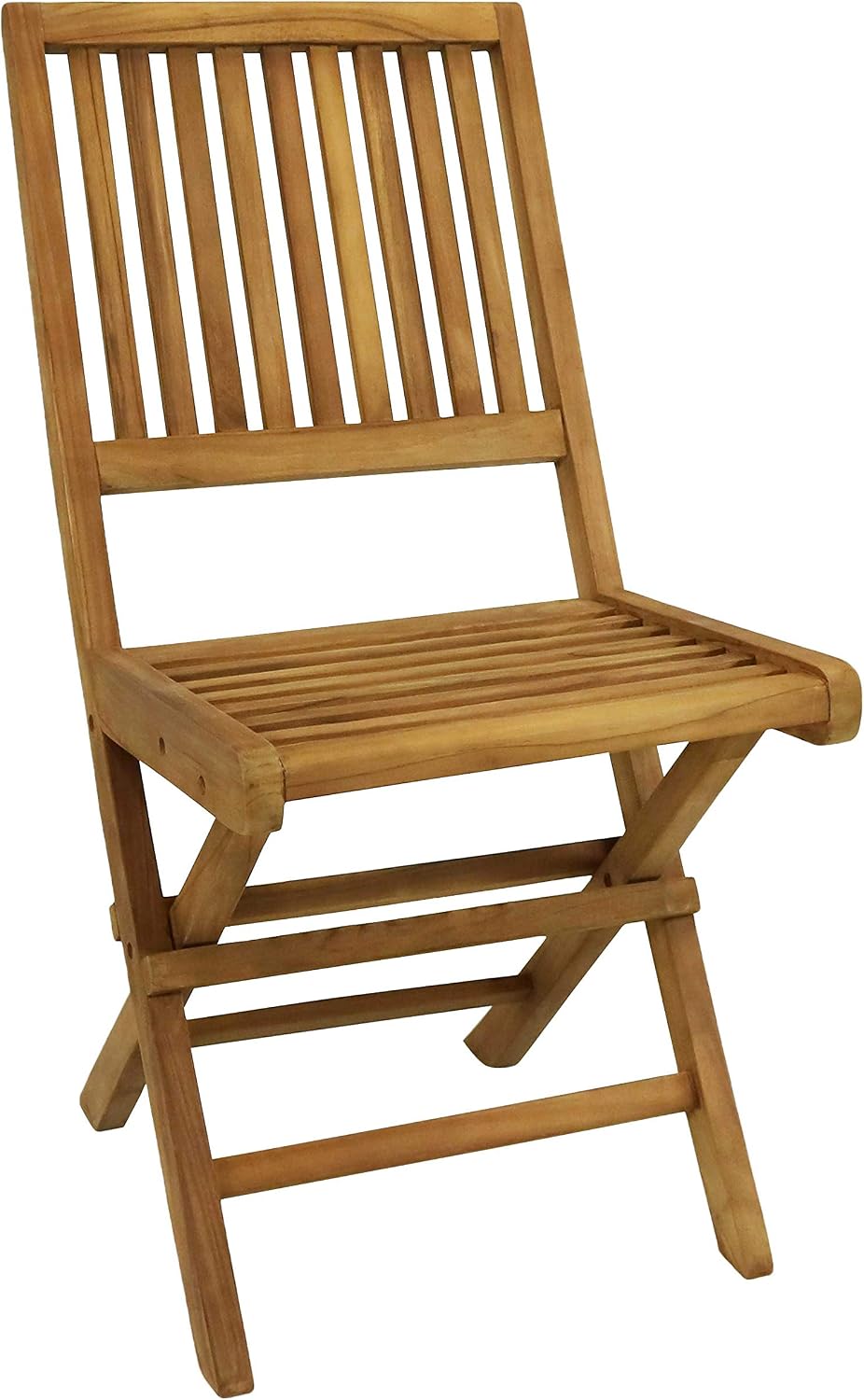 Sunnydaze Outdoor Wooden Teak Folding Patio Chairs, 37” H, Brown, Set of 2
