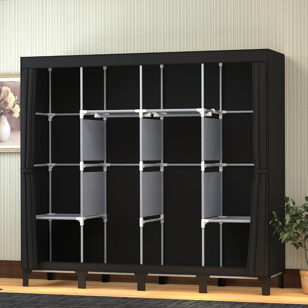 Portable Closet for Bedroom, 67" H x 67.7" H (Black, X-Large)